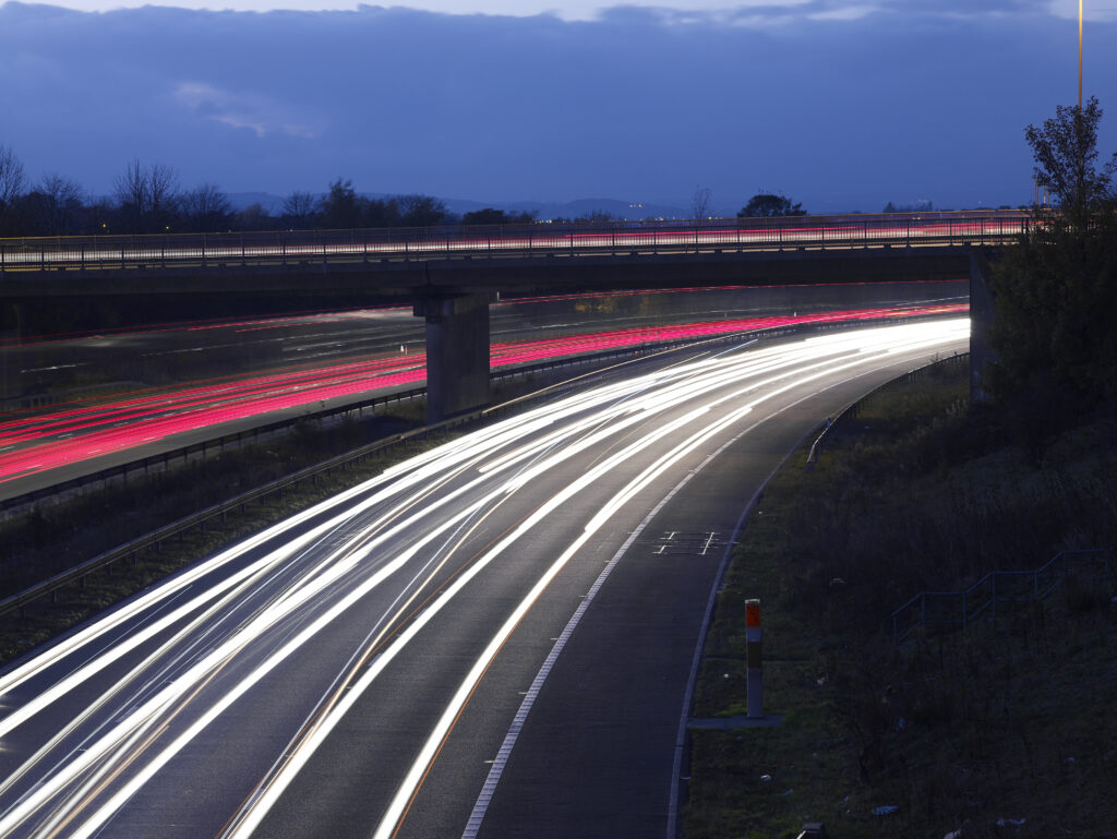 light trails of motorway traffic