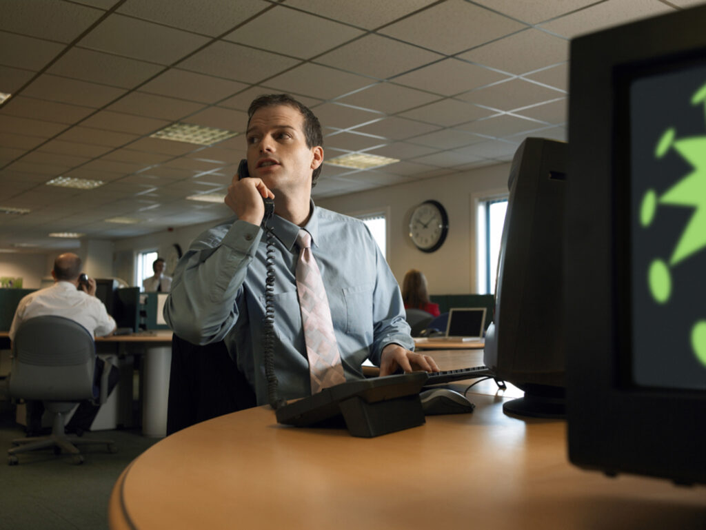man on phone in office