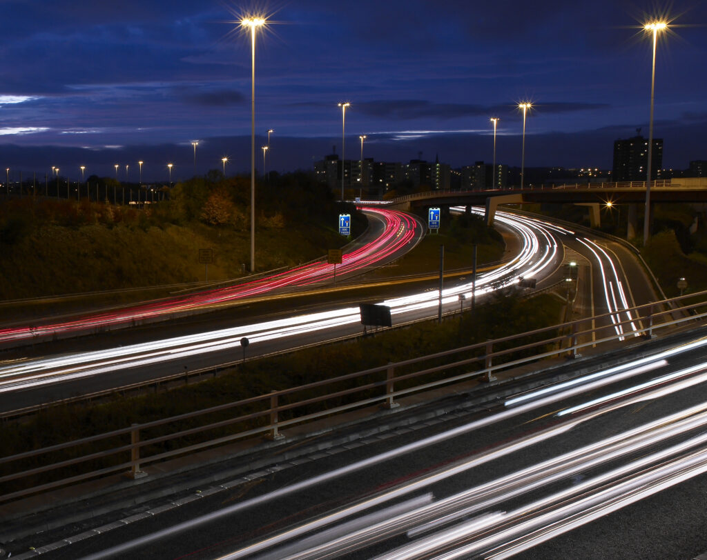 Motorway Junction with light trails