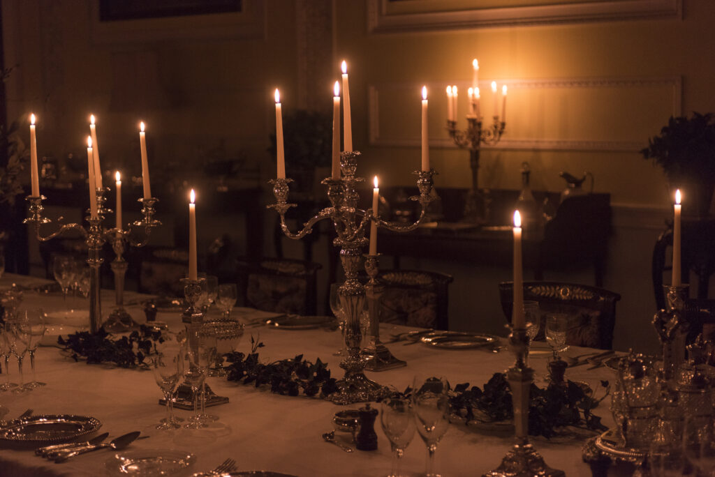 candles in fine dining room