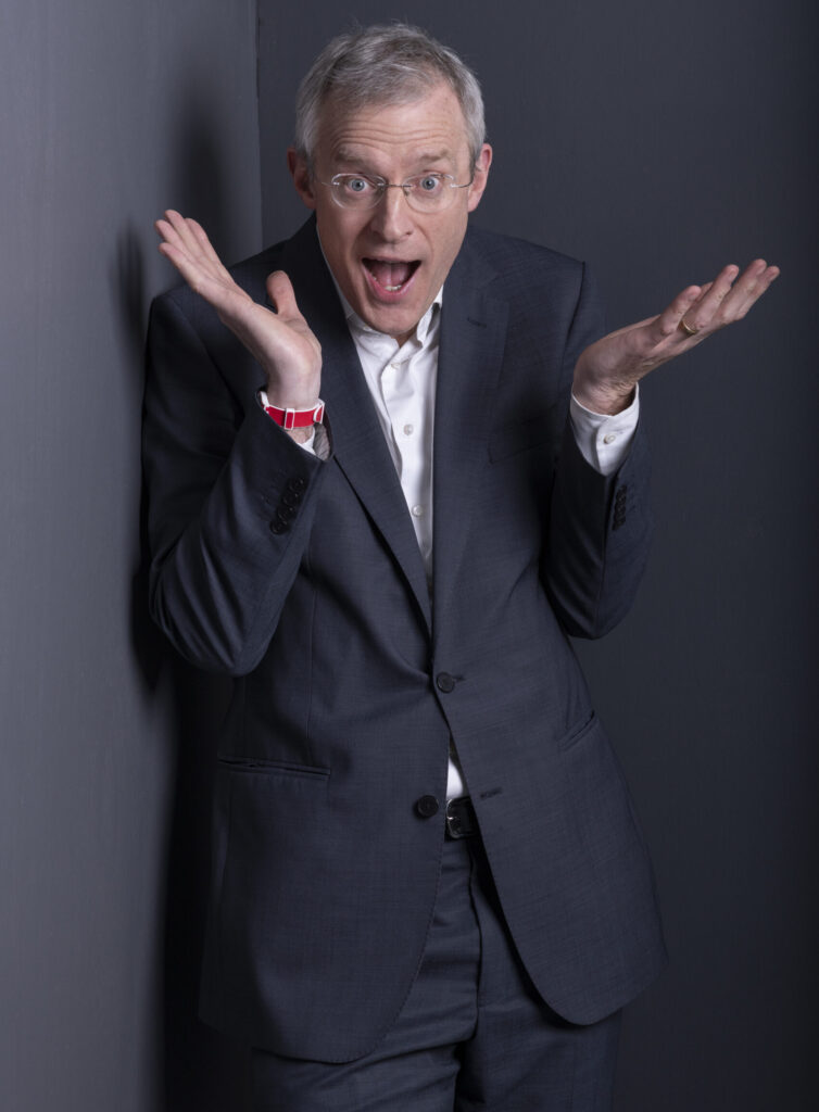 Jeremy Vine. Portrait photograph by Lorentz Gullachsen