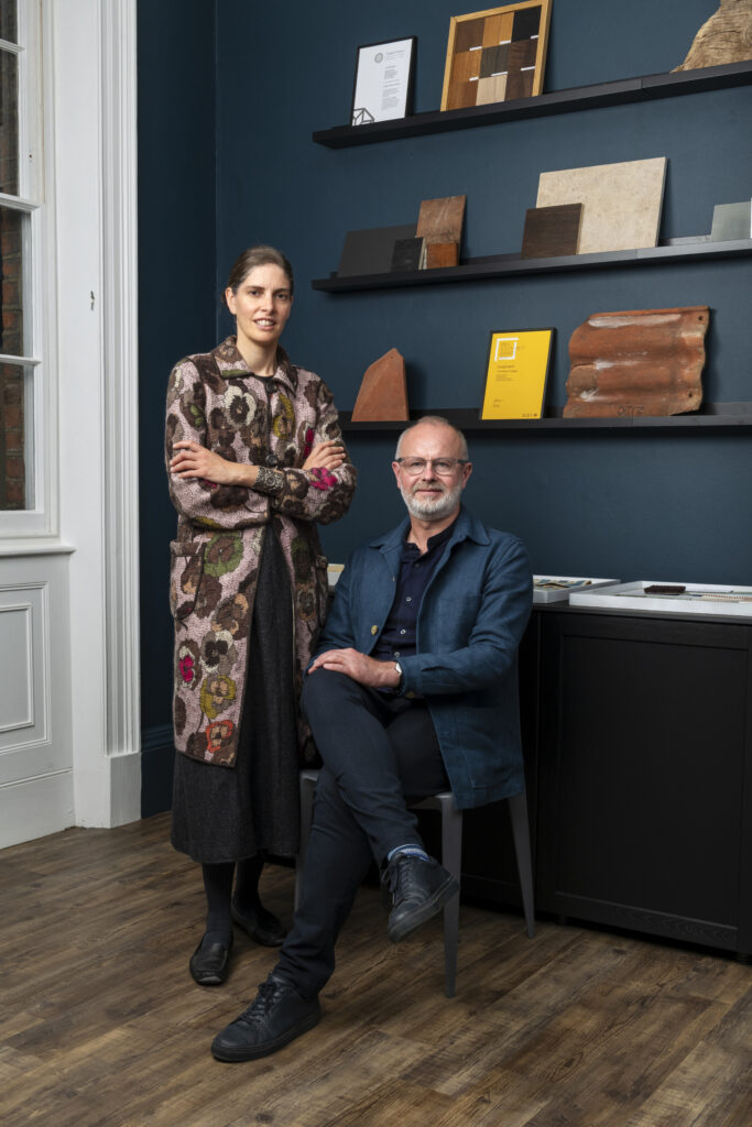 professional couple in studio posing